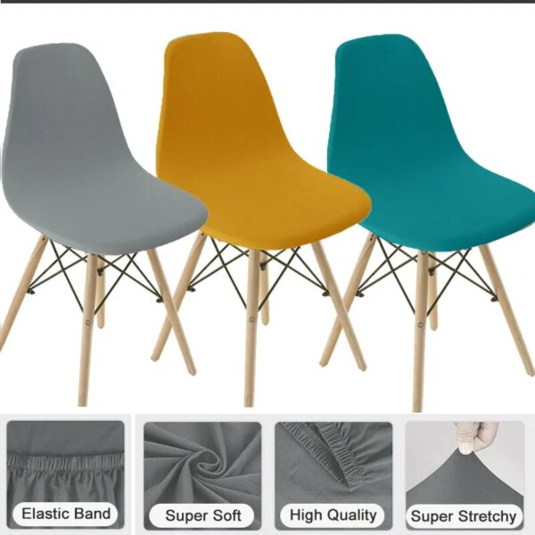 Elastic Shell Chair Cover: Stretchable Dining Chair Seat Protector for Home, Hotel, and Living Room