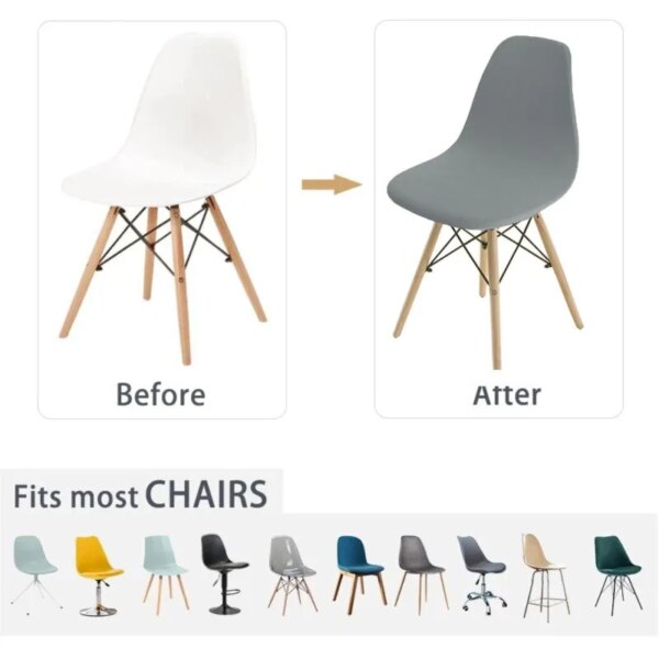Elastic Shell Chair Cover: Stretchable Dining Chair Seat Protector for Home, Hotel, and Living Room