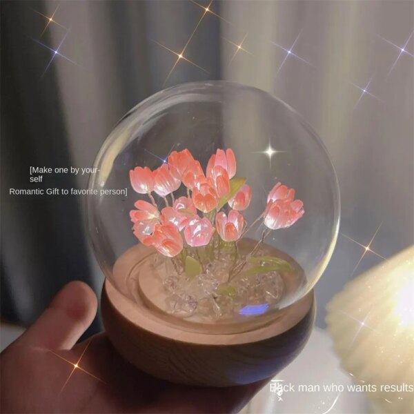 64271-8hvios.jpg Artificial Tulip Flower Night Light: Handmade LED Bedside Lamp, Bedroom Decor & Christmas/Birthday Gifts