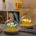 Artificial Tulip Flower Night Light: Handmade LED Bedside Lamp, Bedroom Decor & Christmas/Birthday Gifts