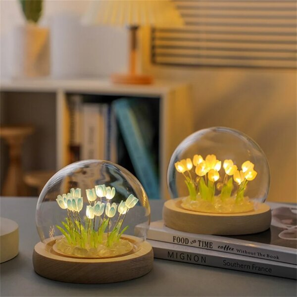 64271-9zn5w2.jpg Artificial Tulip Flower Night Light: Handmade LED Bedside Lamp, Bedroom Decor & Christmas/Birthday Gifts