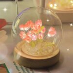 Artificial Tulip Flower Night Light: Handmade LED Bedside Lamp, Bedroom Decor & Christmas/Birthday Gifts