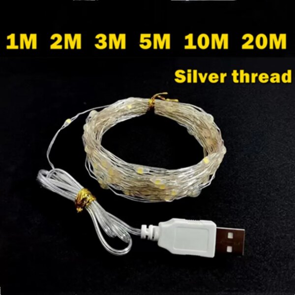 YzzKoo USB LED String Lights: Waterproof Copper Silver Wire Garland, Fairy Lights for Christmas Wedding Party Decor