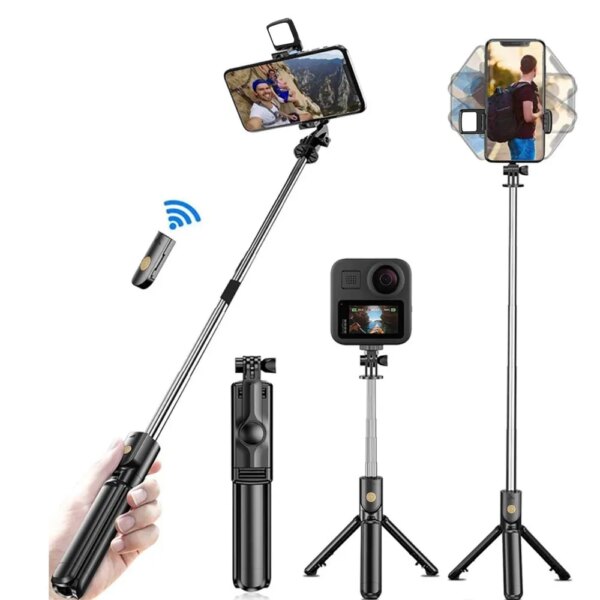 64351-zbgknd.jpg Handheld 360° Flexible Sports Camera Monopod Stand: Mobile Phone Selfie Stick Tripod With Wireless Remote