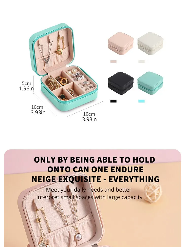 Portable PU Leather Mini Jewelry Storage Box for Earrings, Necklaces, Rings - Women's Travel Organizer Case