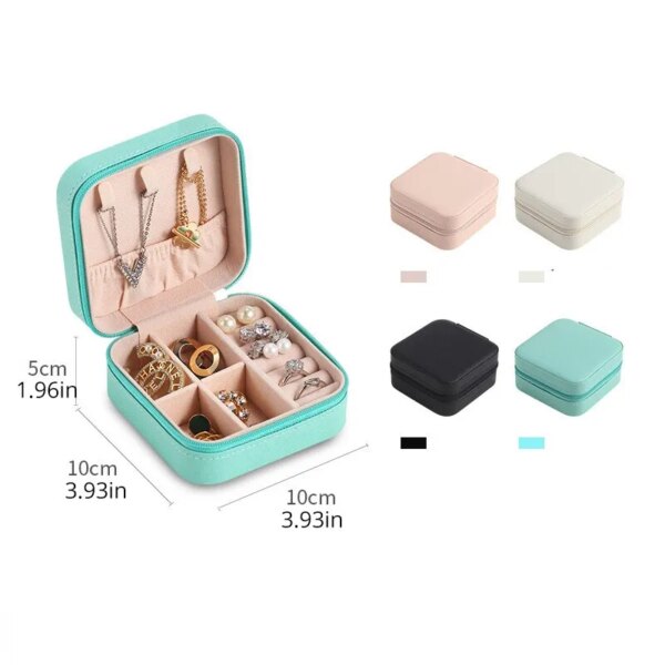 Portable PU Leather Mini Jewelry Storage Box for Earrings, Necklaces, Rings - Women's Travel Organizer Case