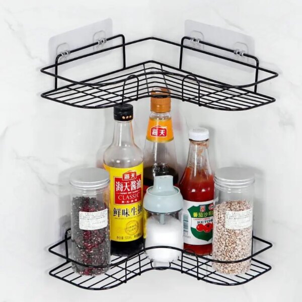64917-s6qrcl.jpg Wall-Mounted Triangle Shelf for Bathroom Storage - Non-Perforated Design
