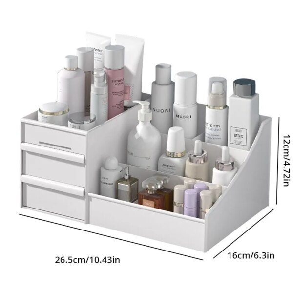 64963-euy4pt.jpg White Makeup Storage Box: Dormitory Drawer Organizer for Cosmetics, Skin Care, and Dressing Table