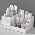 White Makeup Storage Box: Dormitory Drawer Organizer for Cosmetics, Skin Care, and Dressing Table