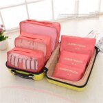 6-Piece Set Travel Storage Bag Set: Large Capacity Waterproof Bags for Luggage, Clothing, Underwear, with Zipper