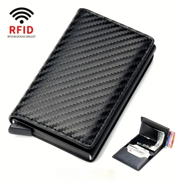 65079-vwcbb6.jpg Men's RFID-Blocking Wallet with Money Clip: PU Leather, Aluminum Box, Anti-theft, Credit Card Holder