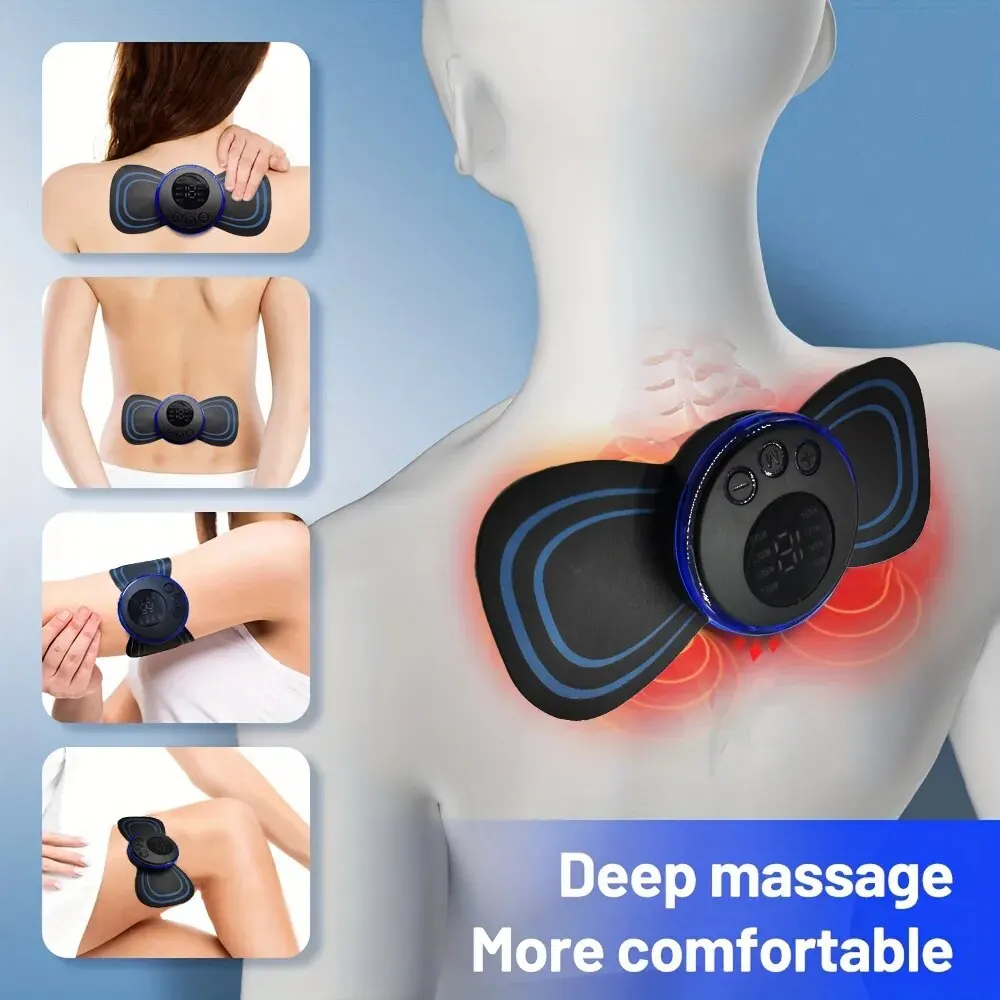 Rechargeable Neck Massager with Remote Control: 8 Modes EMS Low Frequency Pulse Massager for Muscle Relaxation and Pain Relief