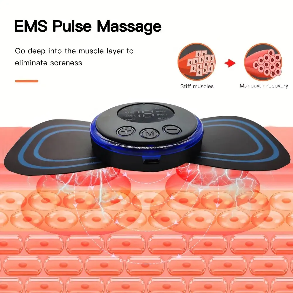 Rechargeable Neck Massager with Remote Control: 8 Modes EMS Low Frequency Pulse Massager for Muscle Relaxation and Pain Relief