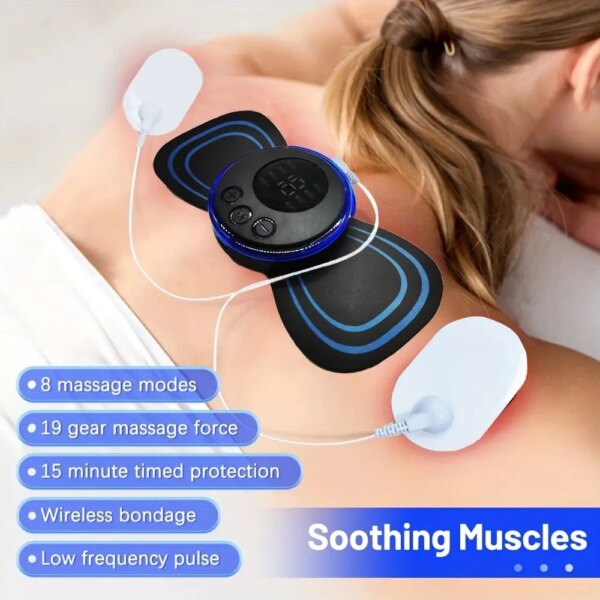 65113-fasrze.jpg Rechargeable Neck Massager with Remote Control: 8 Modes EMS Low Frequency Pulse Massager for Muscle Relaxation and Pain Relief