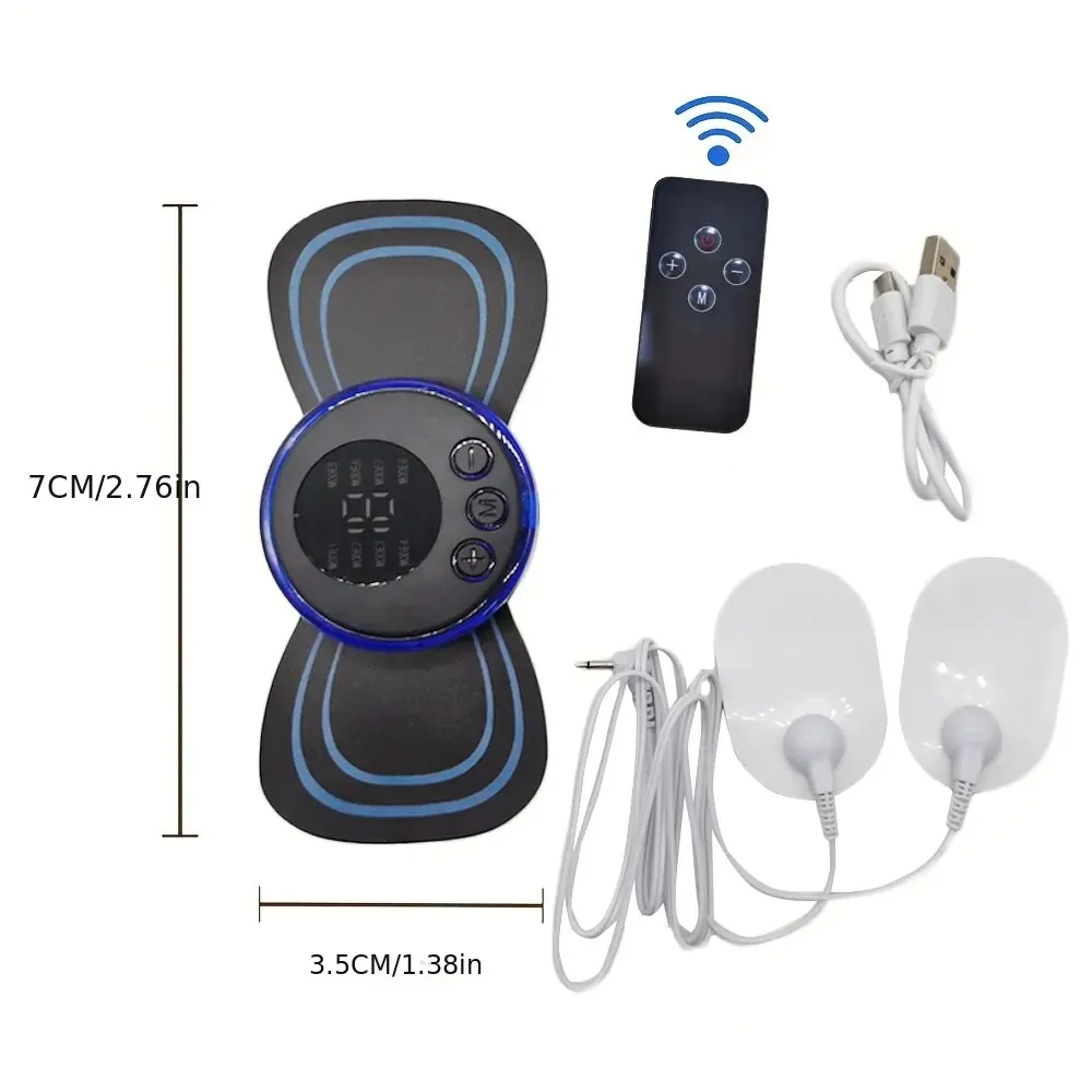 Rechargeable Neck Massager with Remote Control: 8 Modes EMS Low Frequency Pulse Massager for Muscle Relaxation and Pain Relief