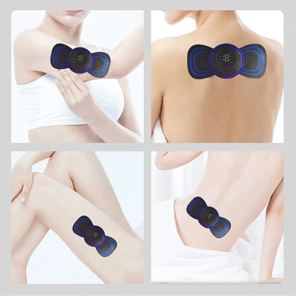 Electric Neck Massage Patch: Mini Rechargeable Massager with 8 Modes EMS Cervical Vertebra Massage for Muscle Pain Relief and Relaxation