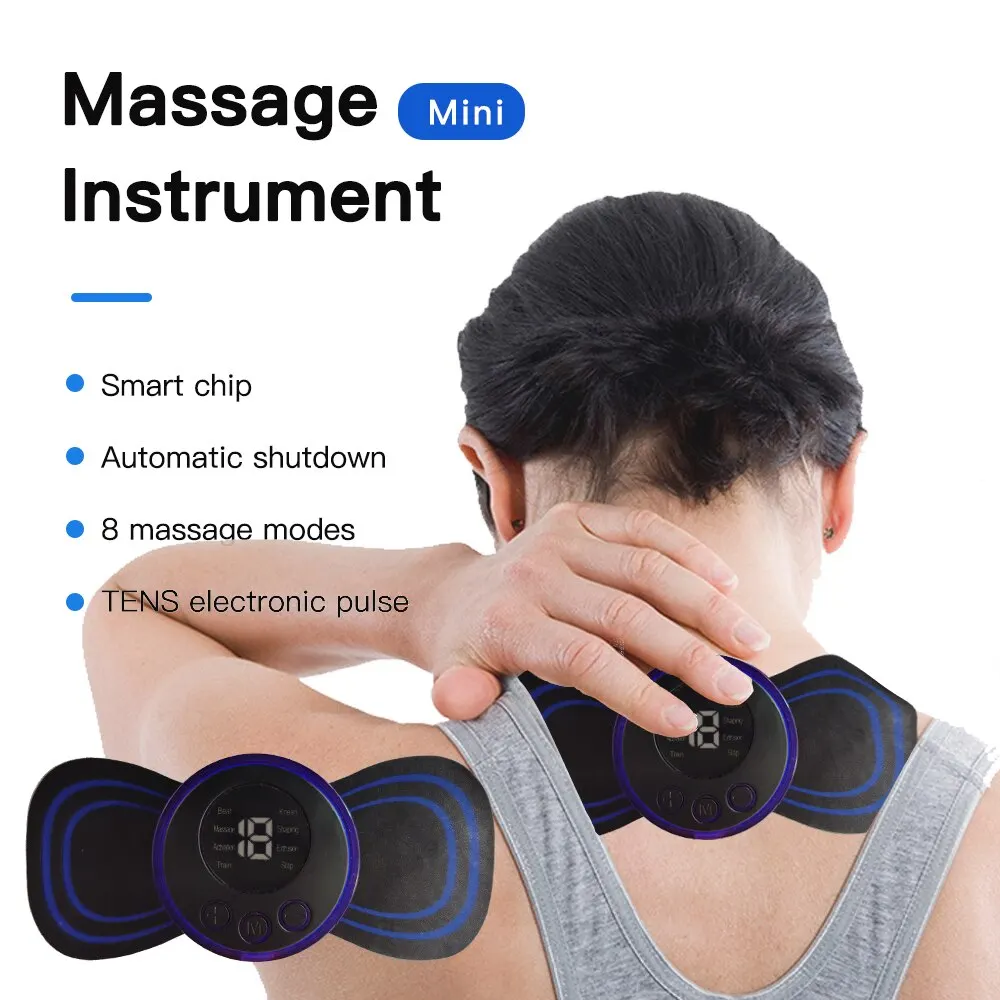 Electric Neck Massage Patch: Mini Rechargeable Massager with 8 Modes EMS Cervical Vertebra Massage for Muscle Pain Relief and Relaxation