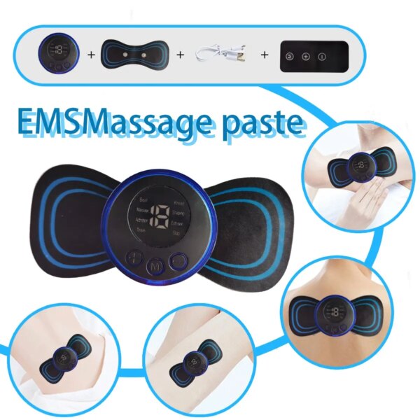 65128-qt0tte.jpg Electric Neck Massage Patch: Mini Rechargeable Massager with 8 Modes EMS Cervical Vertebra Massage for Muscle Pain Relief and Relaxation