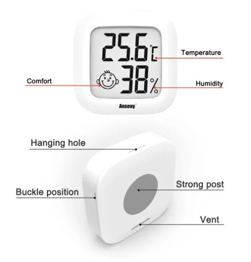 65263-cmcqlx.jpg LCD Digital Thermometer Hygrometer: Indoor Room Electronic Temperature Humidity Meter Sensor Gauge Weather Station For Home