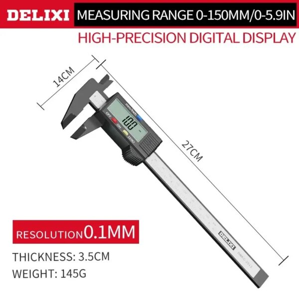 65320-qqw6jk.jpg Digital Caliper 6 Inch Electronic Vernier Caliper Measuring Tool Micrometer Ruler 150mm 0.1mm
