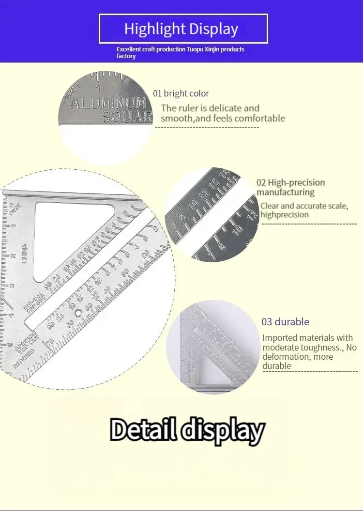 Aluminum Alloy Woodworking Triangle Ruler