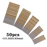 High-Quality Titanium-Plated Twist Drill Set: 50PCS, 1mm to 3mm