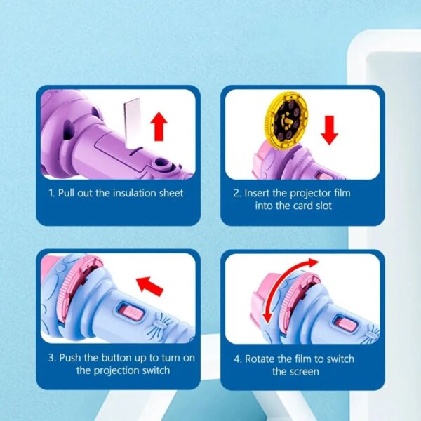 65466-pn72of.jpg 10 Cards Cartoon Projection Flashlight: Creative Children's Toy with 80 Patterns