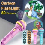 10 Cards Cartoon Projection Flashlight: Creative Children's Toy with 80 Patterns