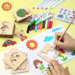 Wooden DIY Painting Stencils: Montessori Educational Toy (20pcs)