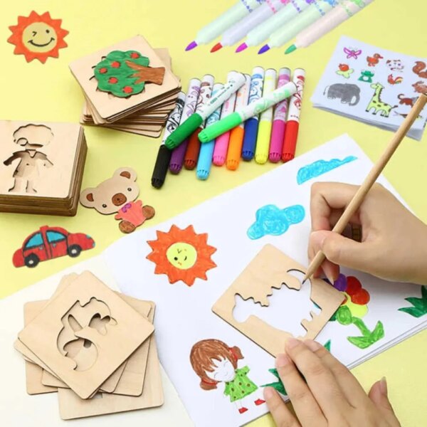 65482-fad3gr.jpg Wooden DIY Painting Stencils: Montessori Educational Toy (20pcs)