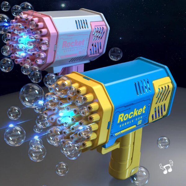65544-lschrd.jpg 40-Hole Handheld Fully Automatic Space Light Bubble Machine: Battery-Free, Bubble Solution Not Included