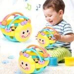 Baby Toy Catch Ball Bendy Baby Walker Rattle: Develops Intelligence, Plastic Bell Rattle Doll for 0-12 Months