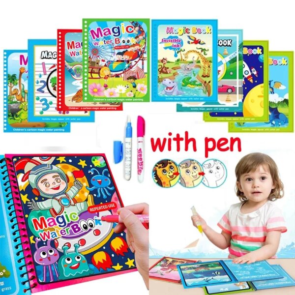 65697-1kvnel.jpg Magic Drawing Book with Pen: Children's Early Education Toy, Water Drawing, Montessori Gift, Reusable Coloring Book