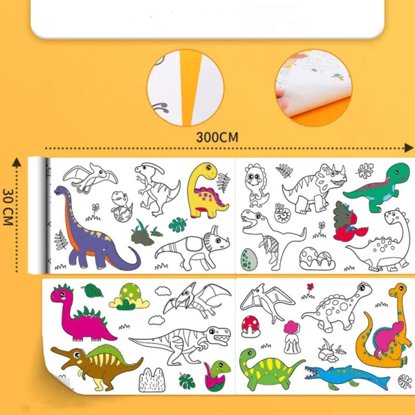 Children's Graffiti Picture Scroll: Coloring Picture Scroll, Three-Meter Long Pattern, Non-Repeated, Clean Wall Attachment