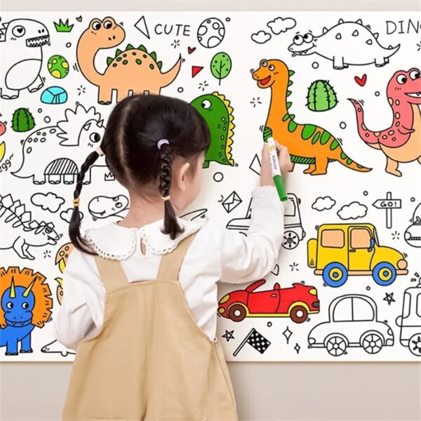 Children's Graffiti Picture Scroll: Coloring Picture Scroll, Three-Meter Long Pattern, Non-Repeated, Clean Wall Attachment