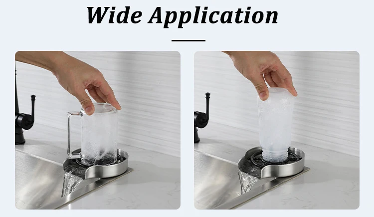 Automatic Stainless Steel Pressure Spray Washer Cup Tool for Cleaning Glass Cups in Kitchen Sink, Bar, or Coffee Pitcher