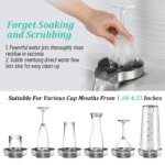 Automatic Stainless Steel Pressure Spray Washer Cup Tool for Cleaning Glass Cups in Kitchen Sink, Bar, or Coffee Pitcher