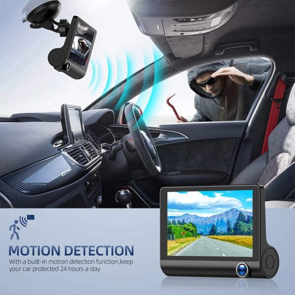 3-Camera Car DVR: 1080P Dash Cam with 4.0" Display, Video Recorder, Auto Registrator, Black Box, and Rear View Camera for Vehicles