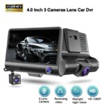 3-Camera Car DVR: 1080P Dash Cam with 4.0" Display, Video Recorder, Auto Registrator, Black Box, and Rear View Camera for Vehicles