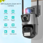 8MP 4K WiFi Camera: Dual Lens Waterproof Security CCTV Video Surveillance Camera with Police Light Alarm IP Camera