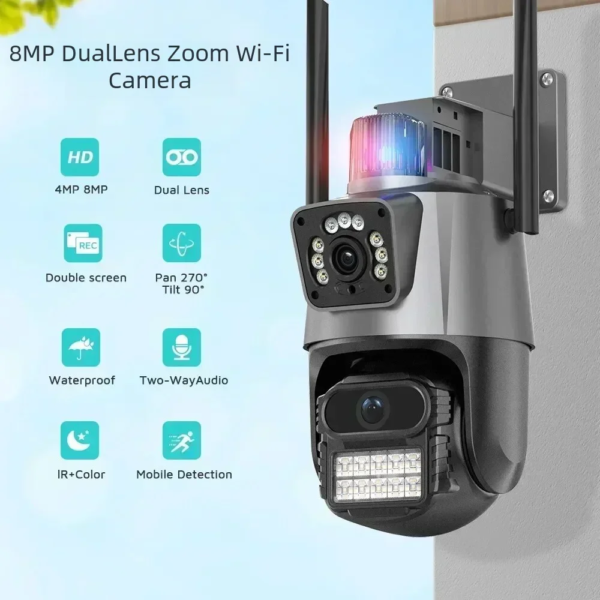 65939-ga8ko8.png 8MP 4K WiFi Camera: Dual Lens Waterproof Security CCTV Video Surveillance Camera with Police Light Alarm IP Camera