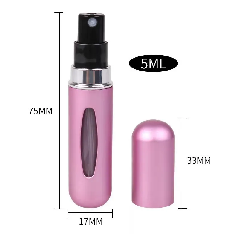 Portable Mini 5ml Perfume Refill Bottle: Refillable Spray Jar, Scent Pump, Empty Cosmetic Container Atomizer, Travel Tool