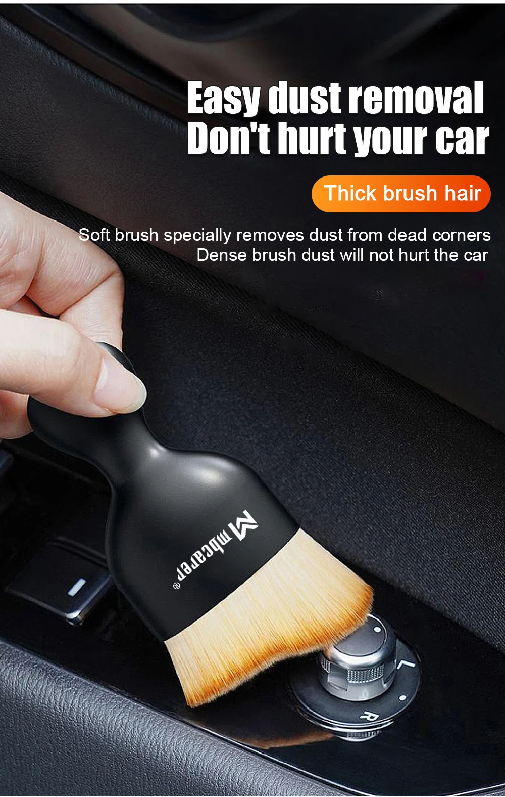 Car Interior Cleaning Brush: Soft Brush with Shell for Center Console, Air Outlet, and Car Crevice Dust Removal