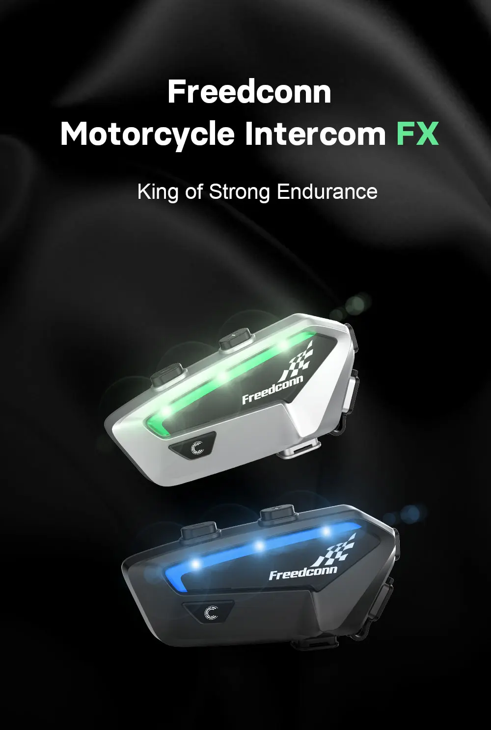 Motorcycle Intercom Bluetooth Helmet Headset: Freedconn FX 10 Riders Pair; Compatible with Other Brands; Motorbike Interphone Speaker Communicator