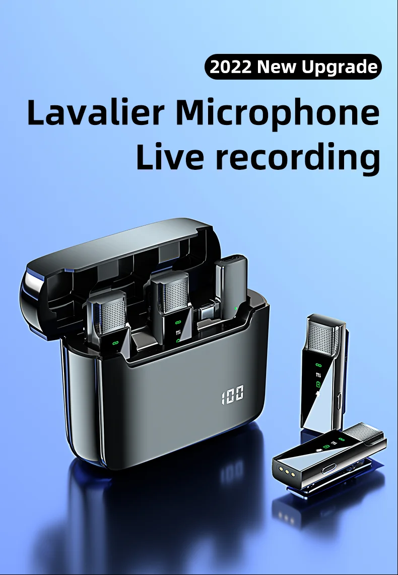 Wireless Lavalier Microphone: Mini Lapel Mic with Dual Display Charging Box, Noise Reduction Technology