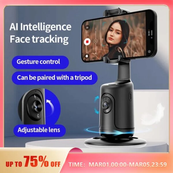 Intelligent AI Mini Selfie Stick: Automatic Tracking Shooting, 360° Rotation, Intelligent Follow, Live Phone Bracket Gimbals