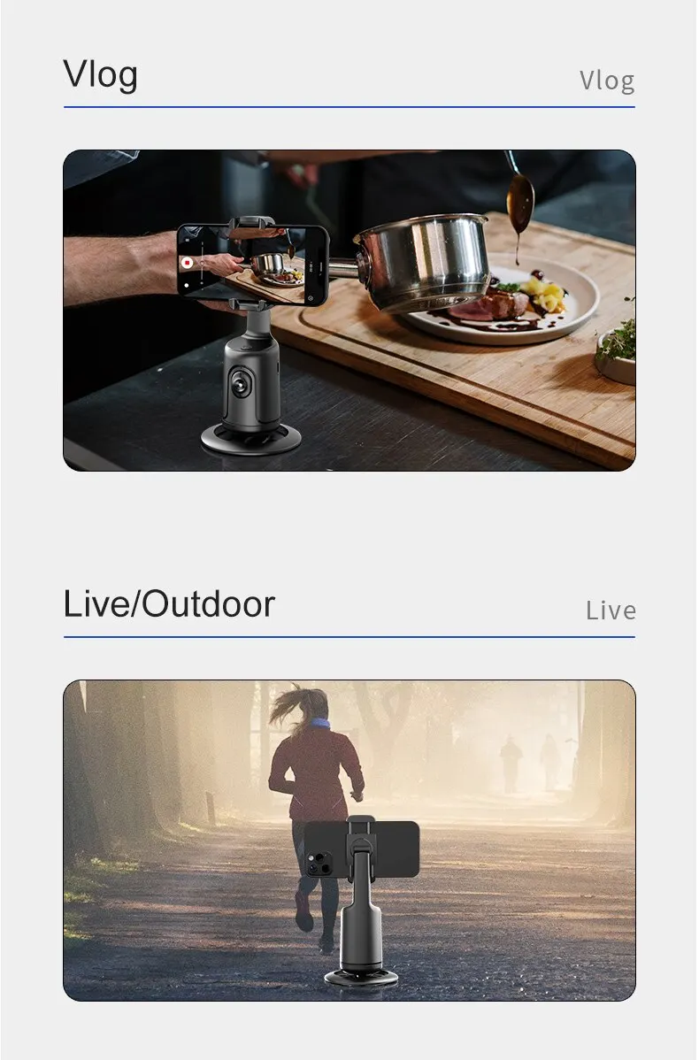 Intelligent AI Mini Selfie Stick: Automatic Tracking Shooting, 360° Rotation, Intelligent Follow, Live Phone Bracket Gimbals