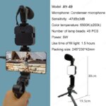 Portable Smartphone Video Kit: Tripod Recording Handle with Phone Holder, Microphone, LED Lighting, and Stabilizer Bracket for Photography and Selfies