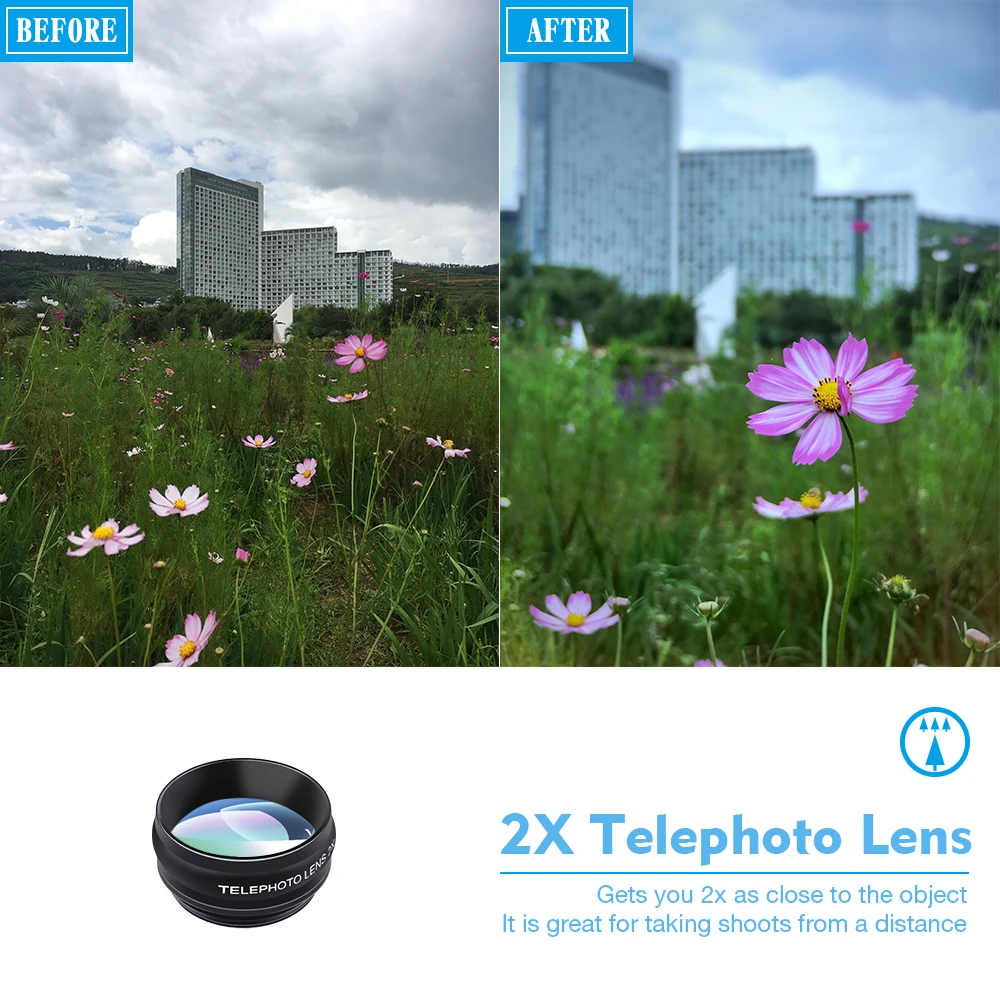 Universal 10-in-1 Phone Lens Kit: Fisheye, Wide Angle, Macro Lens, CPL Filter, Kaleidoscope, and 2X Telescope Lens for Smartphones by APEXEL