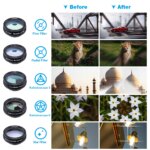Universal 10-in-1 Phone Lens Kit: Fisheye, Wide Angle, Macro Lens, CPL Filter, Kaleidoscope, and 2X Telescope Lens for Smartphones by APEXEL